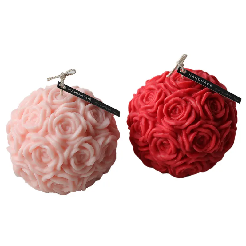 

FO267 Rose Flower Ball Candle Silicone Mold Wedding Wedding Festive Candle DIY Soy Wax Candle Mold
