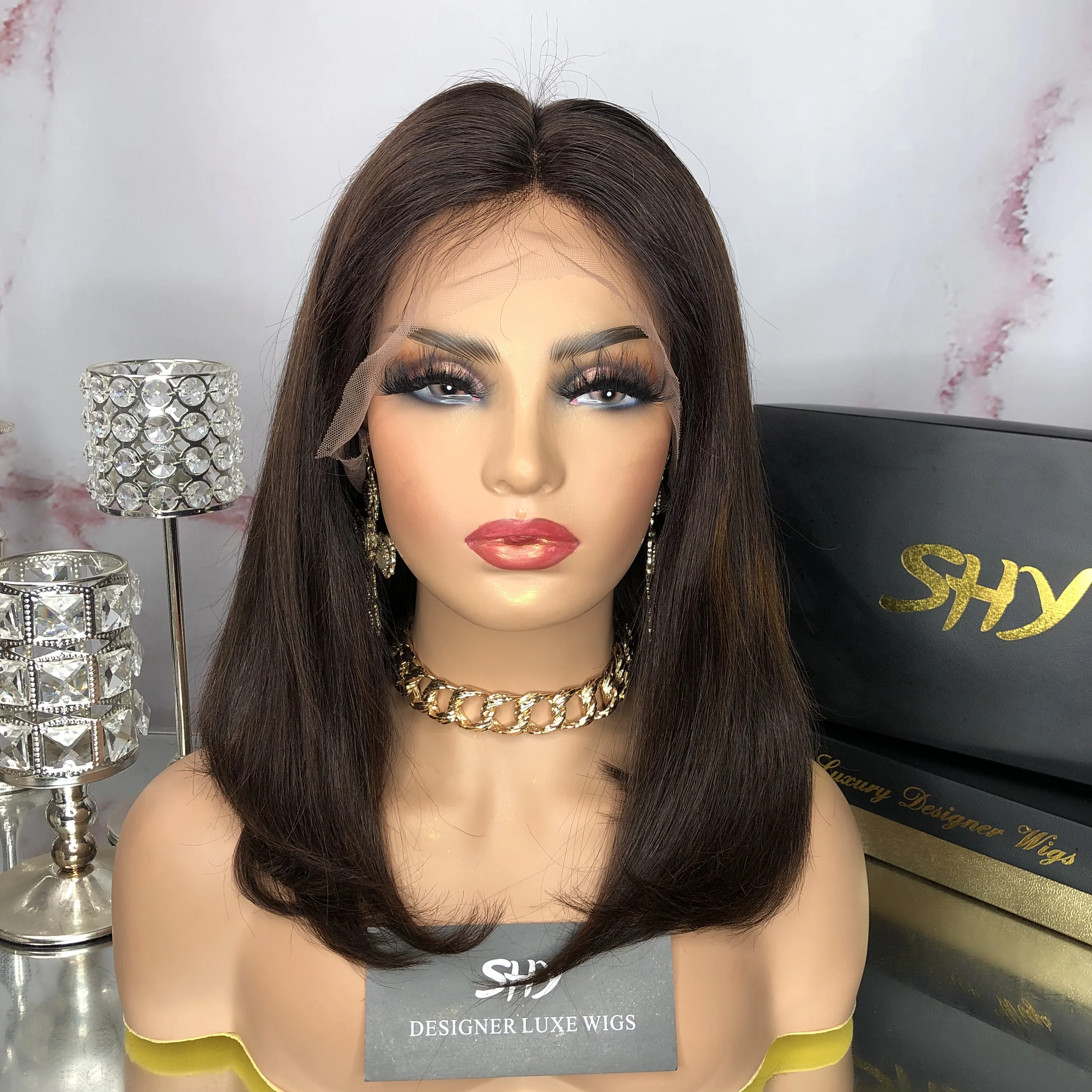 

Glueless Full Lace Wigs 14Inch 150% Density Natural Hair Wig Human Hair Wigs Wholesale