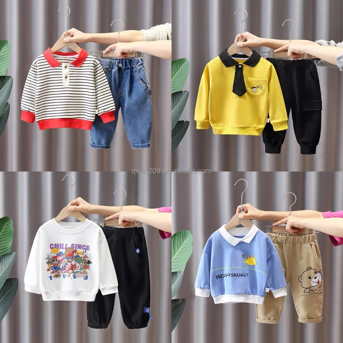 

High quality comfortable custom plain children kid hoodies suits Children's autumn winter sets hoodies pants 2pcs set for kids