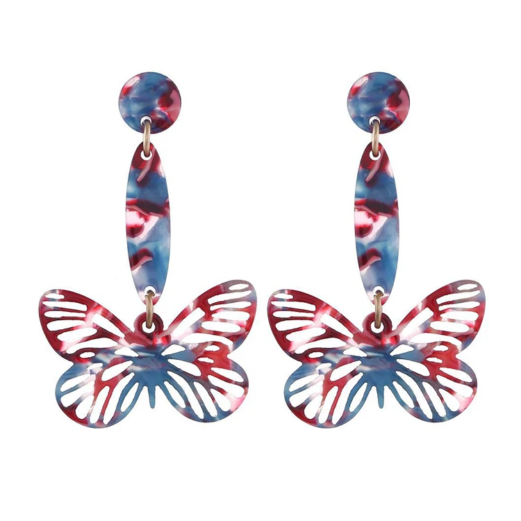 

Wholesale Custom Women Resin Earrings Acrylic Drop Butterfly Earrings, Colorful