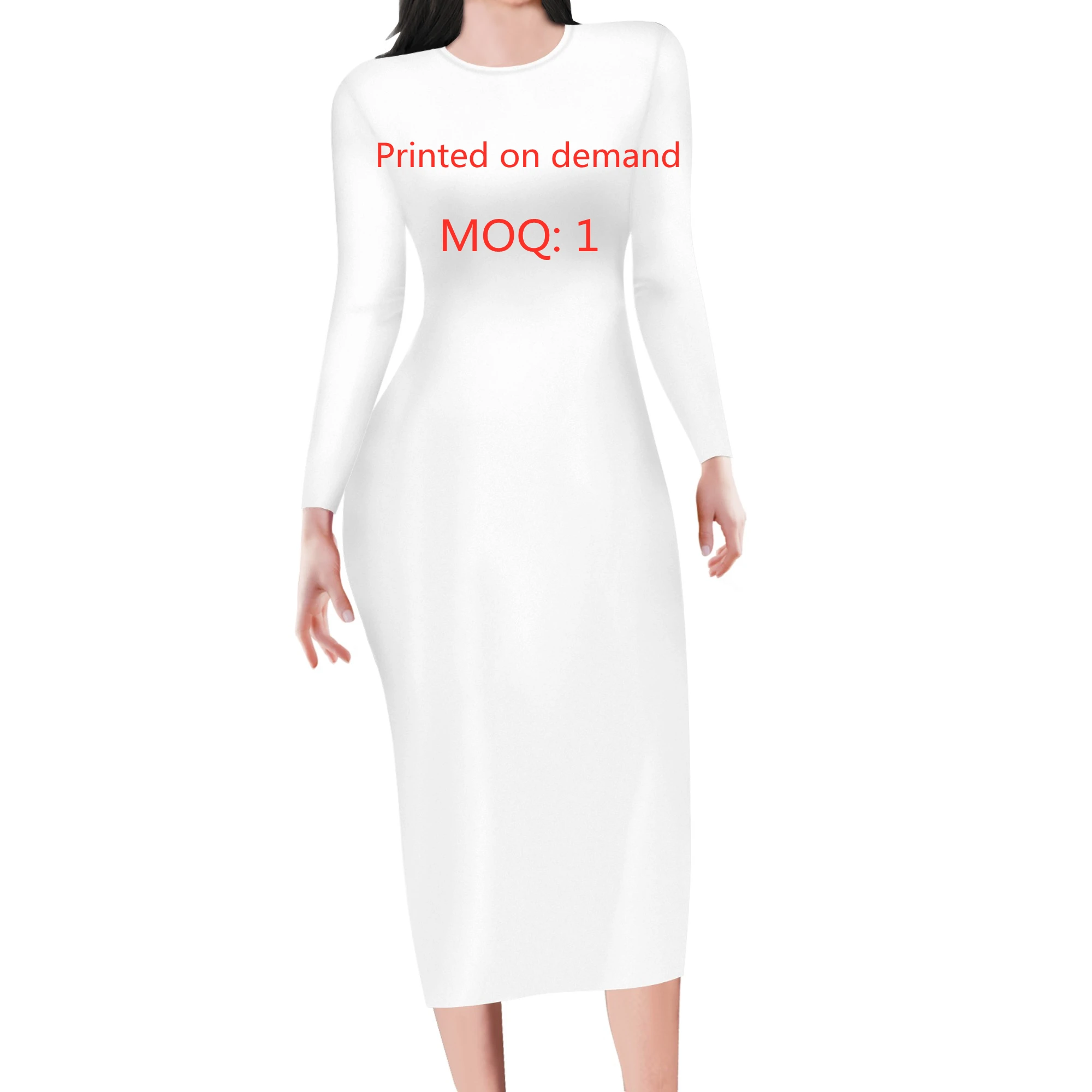 

Printed On Demand Wholesale Robe Longue Summer Plus Size Cocktail Stylish Bandage Bodycon Boho Long Sleeve Casual Dresses