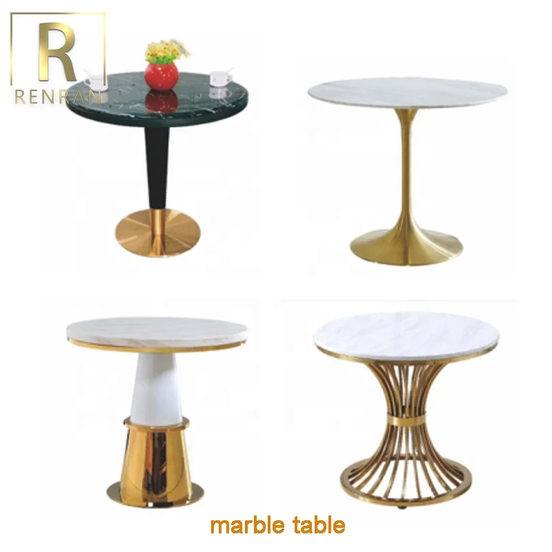 
popular commercial furniture luxury white marble gold coffee cafe restaurant dining tables 