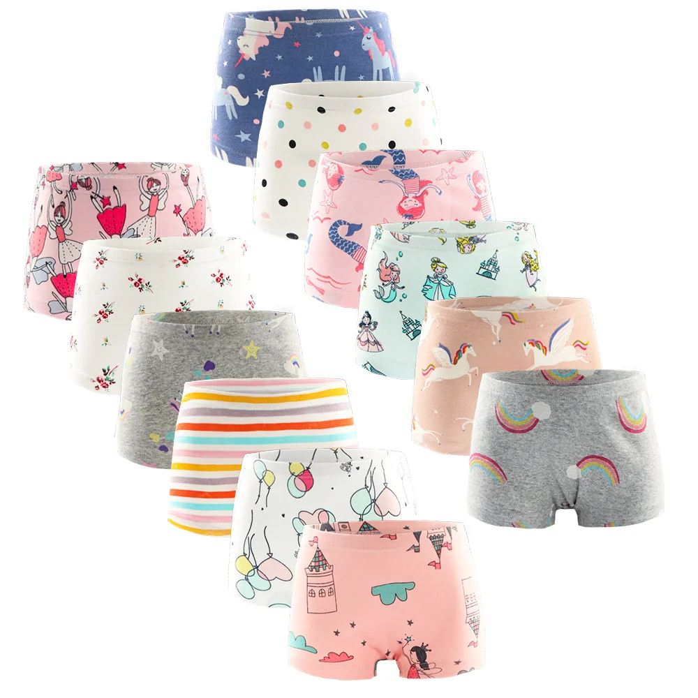 

JUNXI DIVINUS 100% Cotton Kids Boxer Cute Girls Preteen Underwear For Children, Picture shows