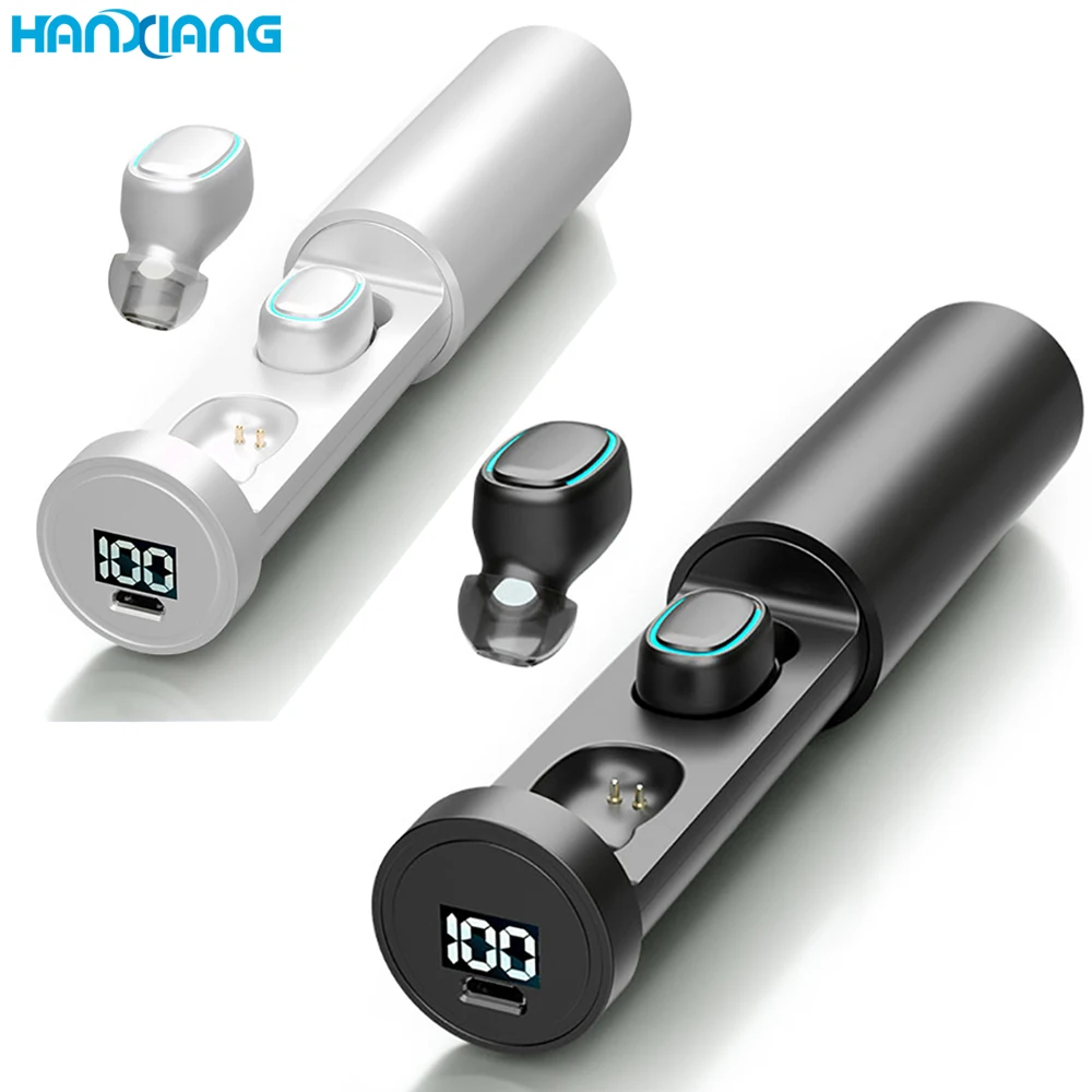 

New Arrival 2021 Amazon Best Seller LED Digital Display Touch Wireless 5.0 250mAh Binaural Heavy Bass Headset Earbud Earphone, Black , white ,pink , blue