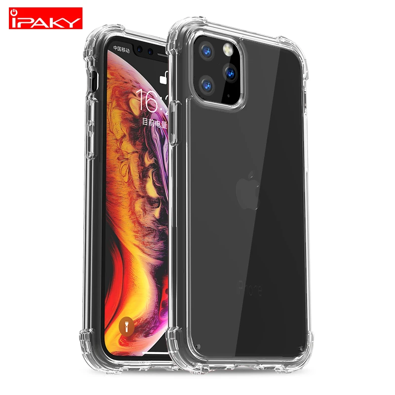 Ipaky Newest Tpu Pc Shockproof Silicone Clear Mobile Cover Acrylic Transparent Hard Cell Phone Case For Iphone 11