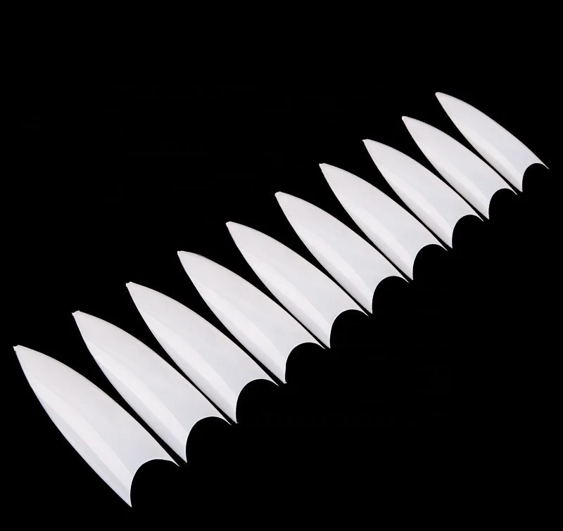 

Xxl 500 Pcs Stiletto Nail Virtual French Tips Half-cover Long No Crease Pointed Nail Art Extension Tips, Clear ,natural,white