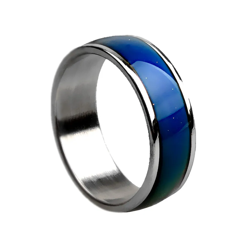 

Vintage Personality Men 8MM Titanium Steel Rings O Temperature Changing Color Mood Ring