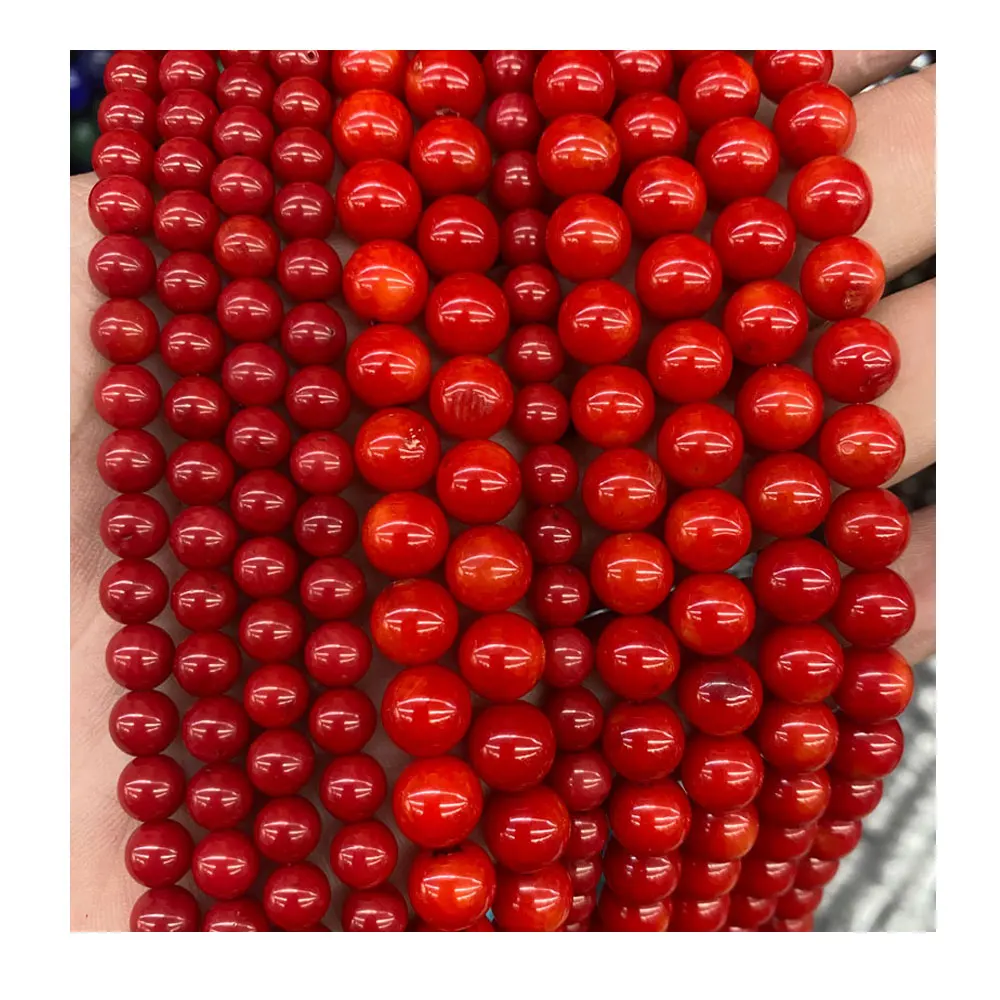 

Natural Red Coral Beads 6mm 8mm Round Loose Strand Red Coral Prices Beads DIY Bracelet For Jewelry Making, Redn