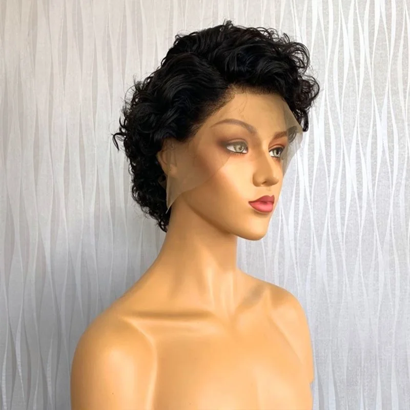 

Highknight Pixie Cut Virgin Human Hair Lace Wig Curly Pixie Cut Short Lace Front Wig