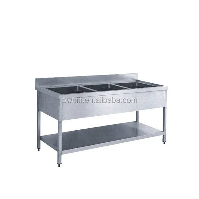 OEM / ODM commercial kitchen restaurant catering equipment kitchen Double bowl sink bench /with drain board
