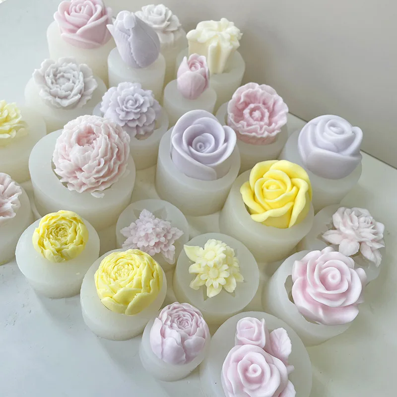 

Wholesale 3D Silicone Candle Molds Flowers Shape DIY Food Grade Handmade Scented Soap Drip Mold, White