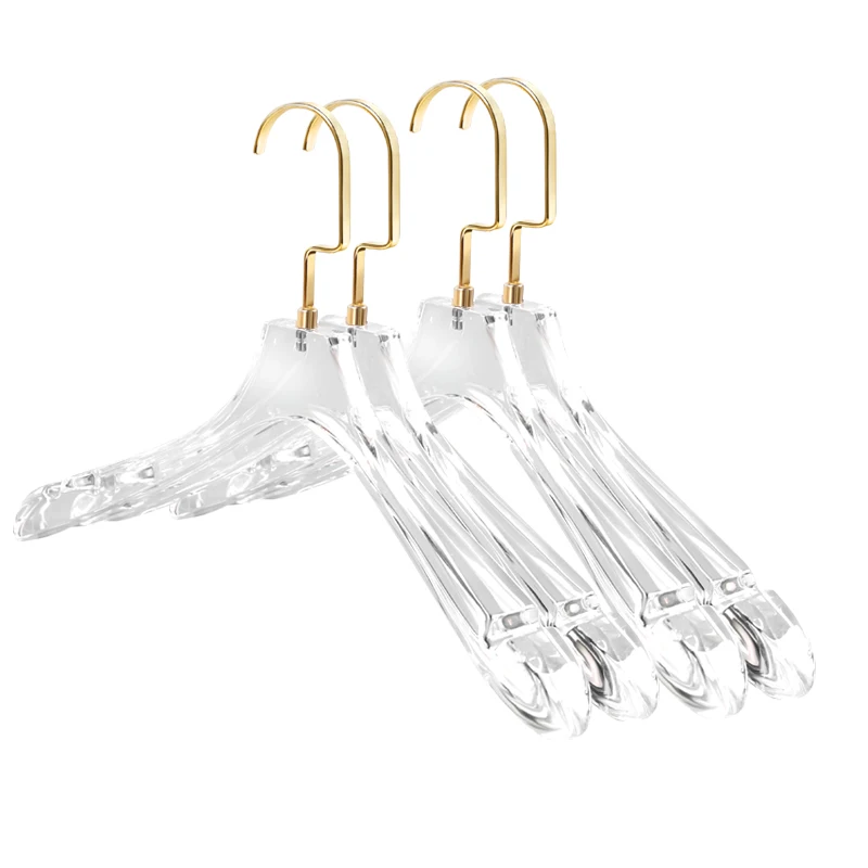 

women clothing acrylic wardrobe shop clear skirt clothes hanger with gold hooks