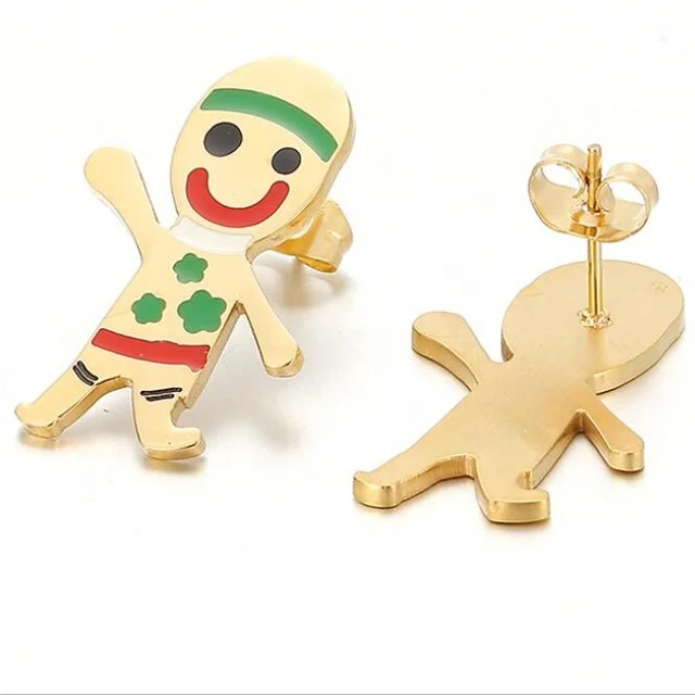 

Yiwu Aceon Stainless Steel Cute Smile Colorful Enamel Snowman Red Enamel Lips Custom Shape Earring Stud