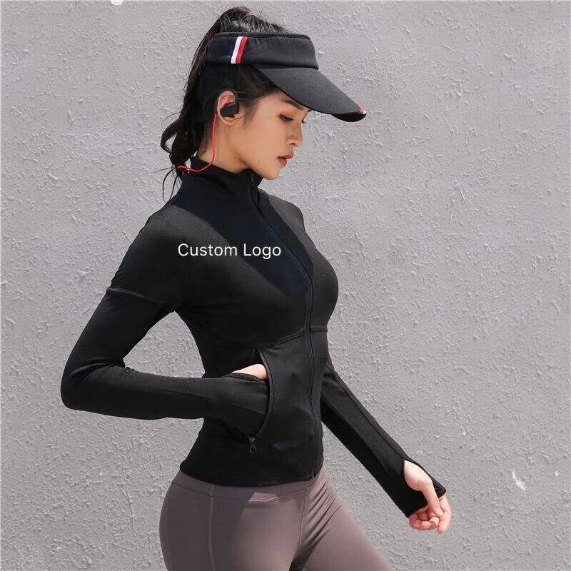 

Fitness Clothing Zip Long Sleeve Women Plain Gym Sport jacket, Color avaliable