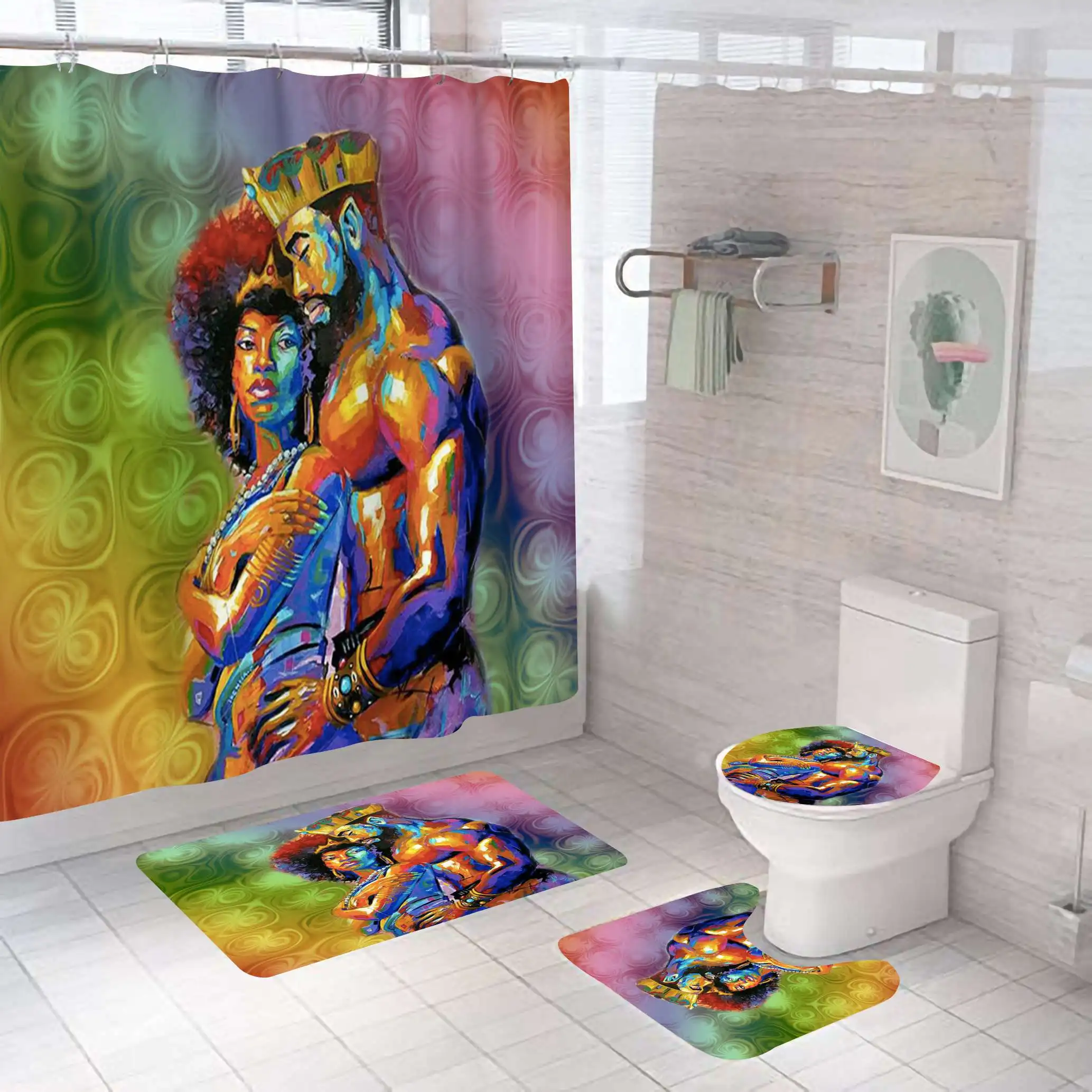 

Hot sale new fashion high quality Chinese antibacterial bathroom shower curtain set
