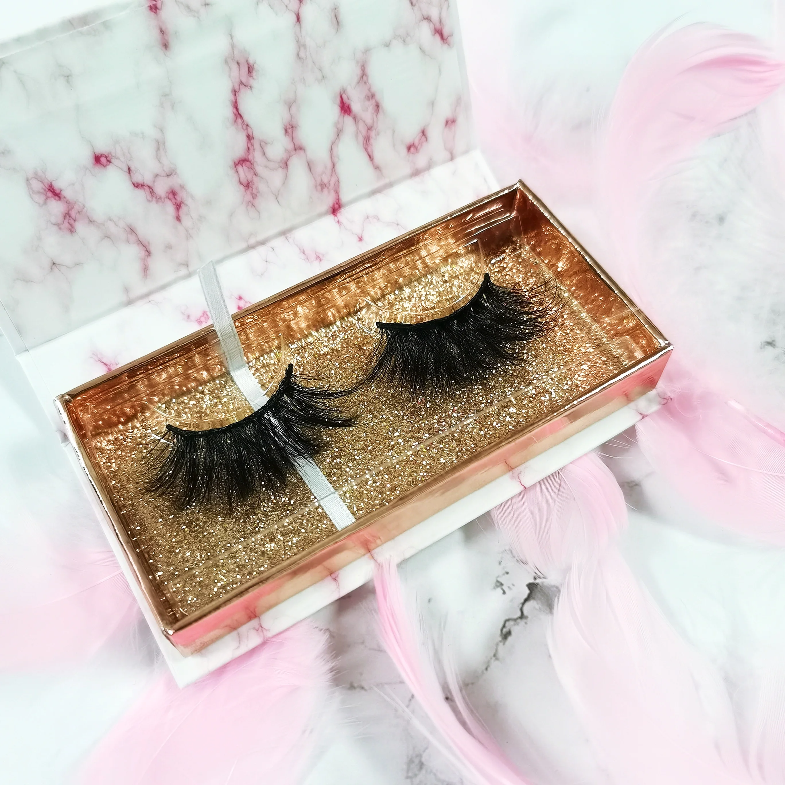 

custom black cotton stalk 3D 25mm cruelty free mink fluffy eyelashes