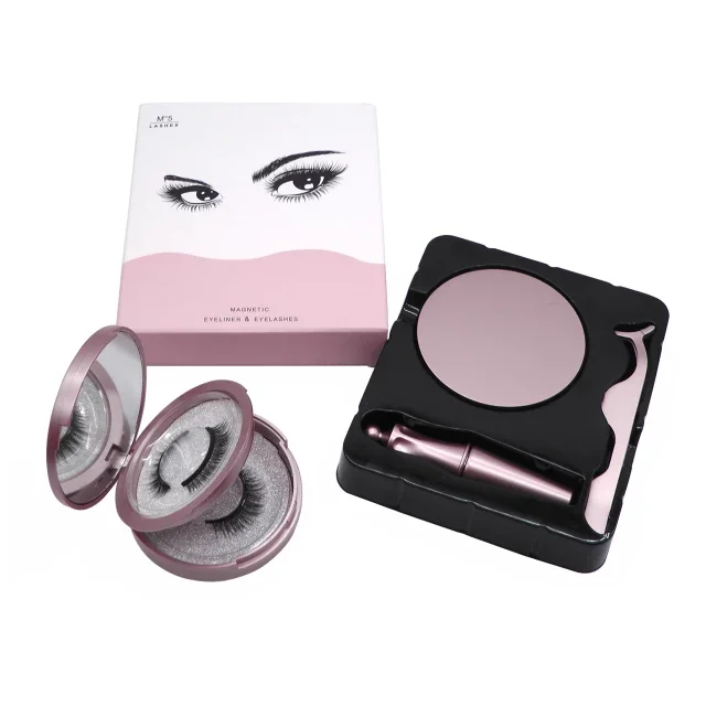 

High quality Christmas Hot Style Magnetic False Eye Lash Custom Private Packaging with Magnetic Eyeliner and Tweezers, Natural color