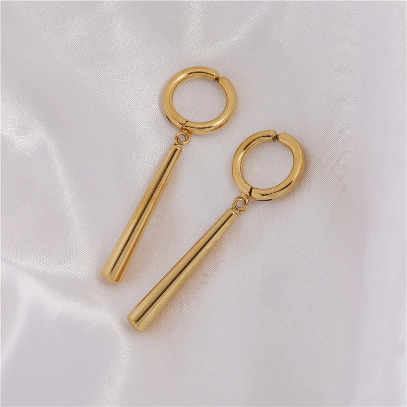 

New Trendy Earring 18K Gold Plated Clip On Earring Bar Dangle Earring Stainless Steel Jewelry