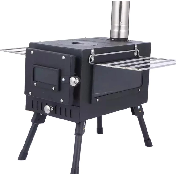 Portable Outdoor Camping Steel Wood Burning Stove Free Standing Heating and Cooking Cabinet