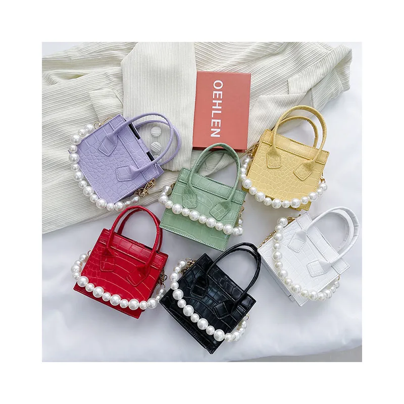 

New Fashion Crocodile Pattern Shoulder Bags Top Handle Texture Stone Leisure Totes Bolsa mujer Luxury Pearl Handbags For Women