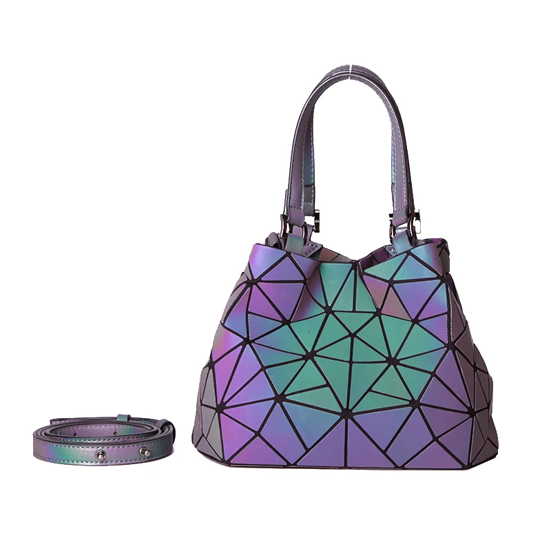 

Hot-sales Women Shoulder Handbag Luxury Geometric Luminous Ladies Bucket Bags/, 5 gradient colors