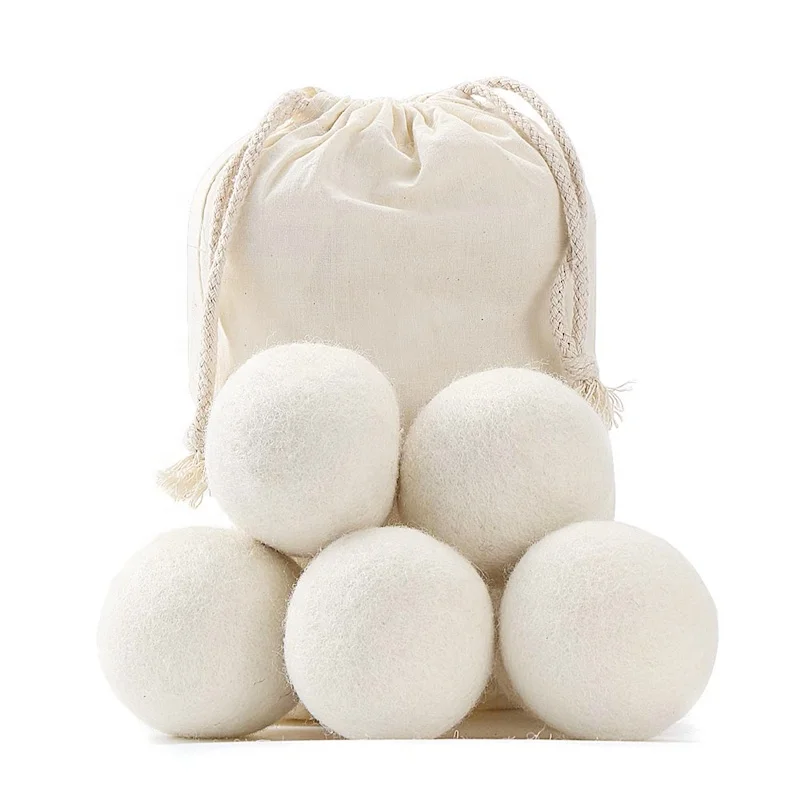 

New Zealand Wool Natural Fabric Softener Ball Reusable Reduces Clothing Wrinkles Saves Drying Time Organic Eco Wool Dryer Balls, Nature white