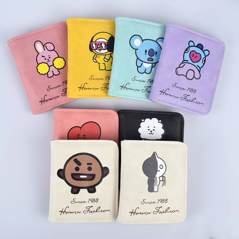 

Bangtan Boys Wholesale KPOP Bangtan Boys BT21 Cartoon Cute Short Card Bag Coin Purse Wallet