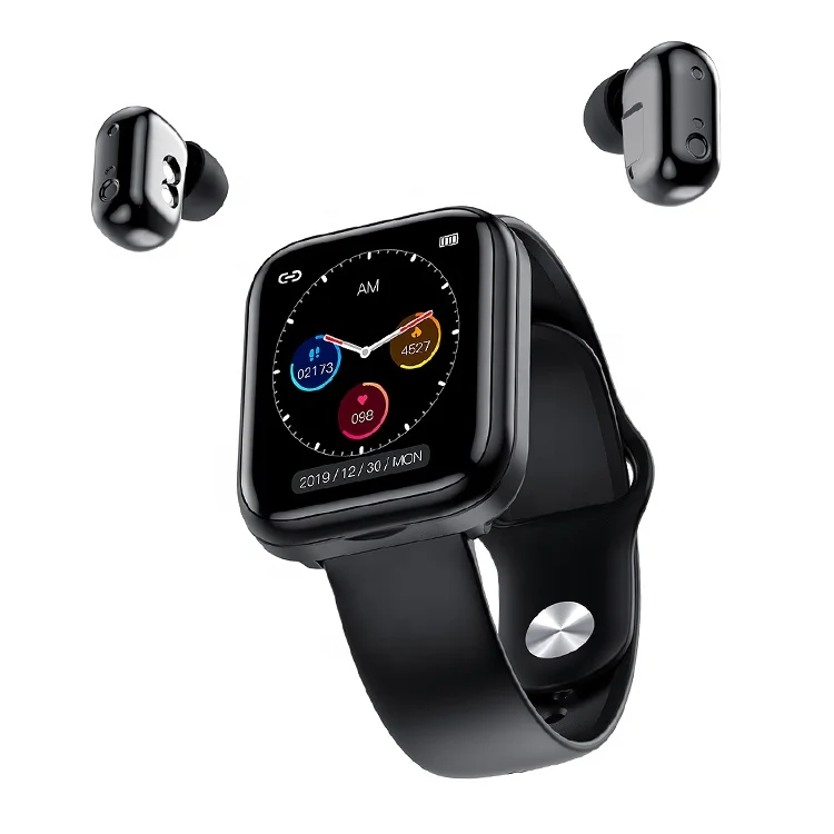 

2 in 1 Wireless BT Earphone Heart Rate Monitor Full Touch Waterproof True Wireless Smart Watch