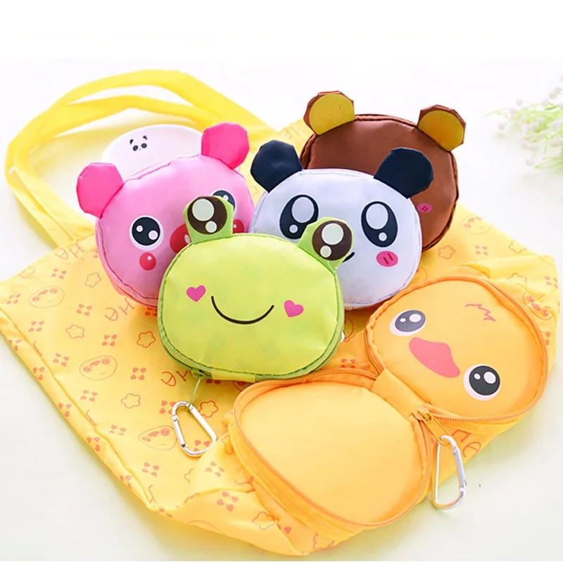 

Factory Direct Sale Cute Cartoon Animal Head reusable shopping bag eco foldable handbag, Colorful or customized