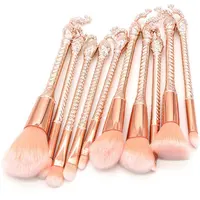 

Unique Promotion 10 PCS Mermaid Multiple Function Makeup Brush Peacock Head Handle Beauty Brushes