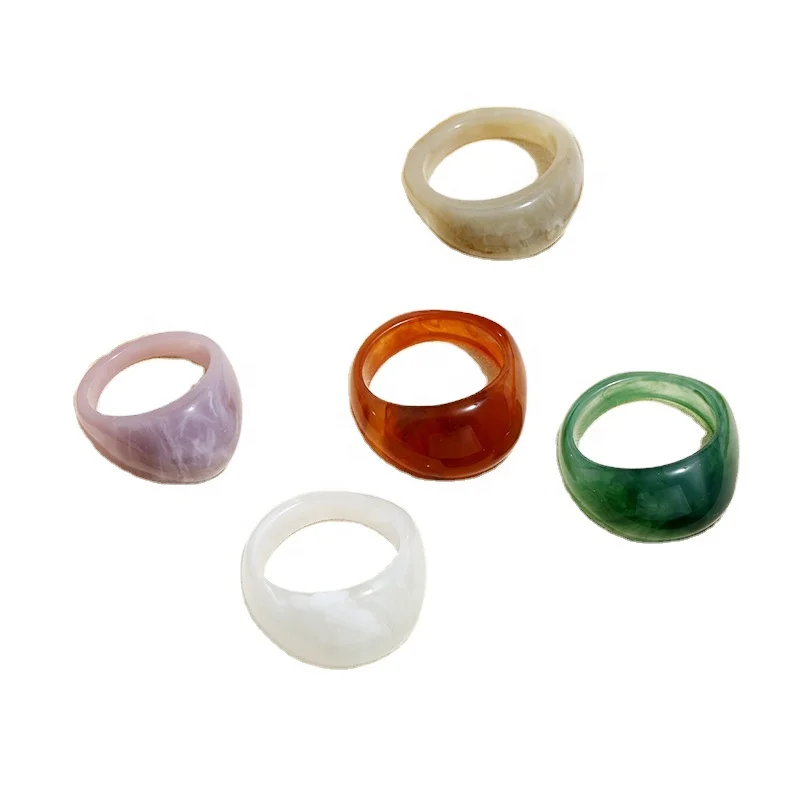 

CLARMER Clear Colorful Ring Resin Ring Fashion Acid Acrylic Acetate Simple Clear Jewelry Wholesale Resin Acrylic Rings, Picture shows