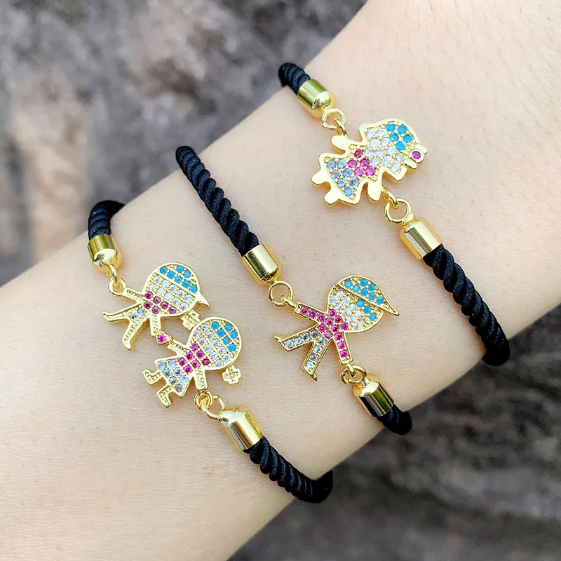 

New Handmade Cartoon Boy And Girl Friendship Bracelets String And Diamond Bracelet For Lover