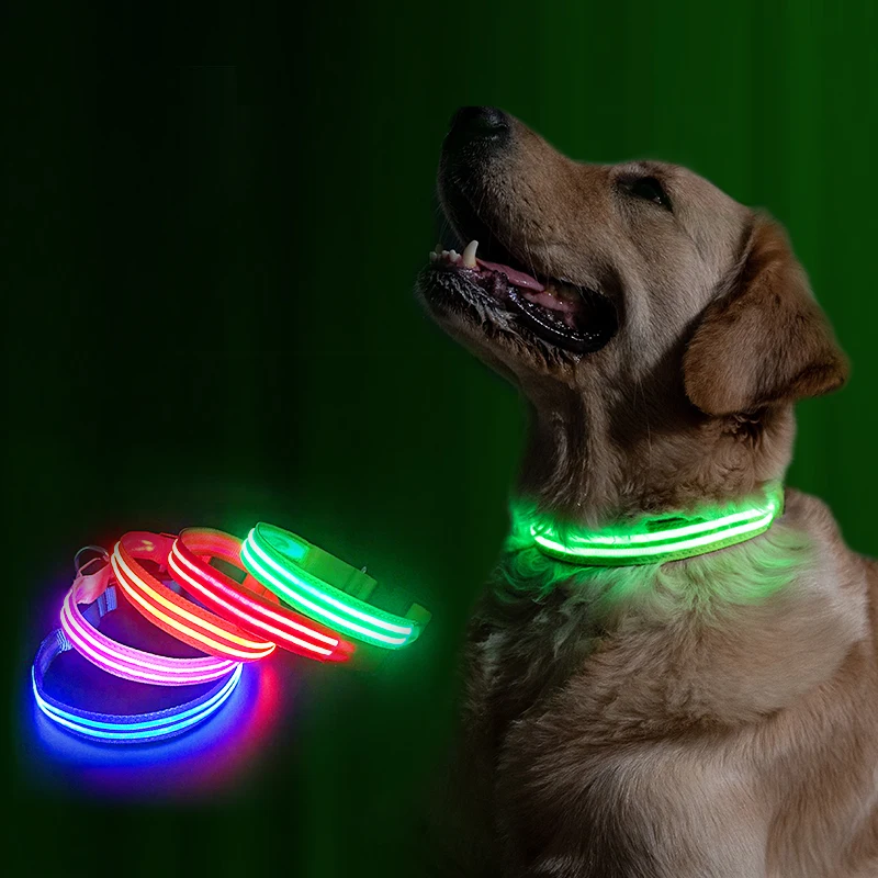 

New Pet Led Cat Collar Waterproof Usb Rechargeable Nylon Flashing Light Up Led Dog Collar