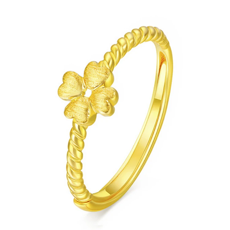 

Japan And South Korea Fashion Personality Simple Jewelry Jewelry Rings Female Gold Plating Gold Twist Four Leaf Clover Ring