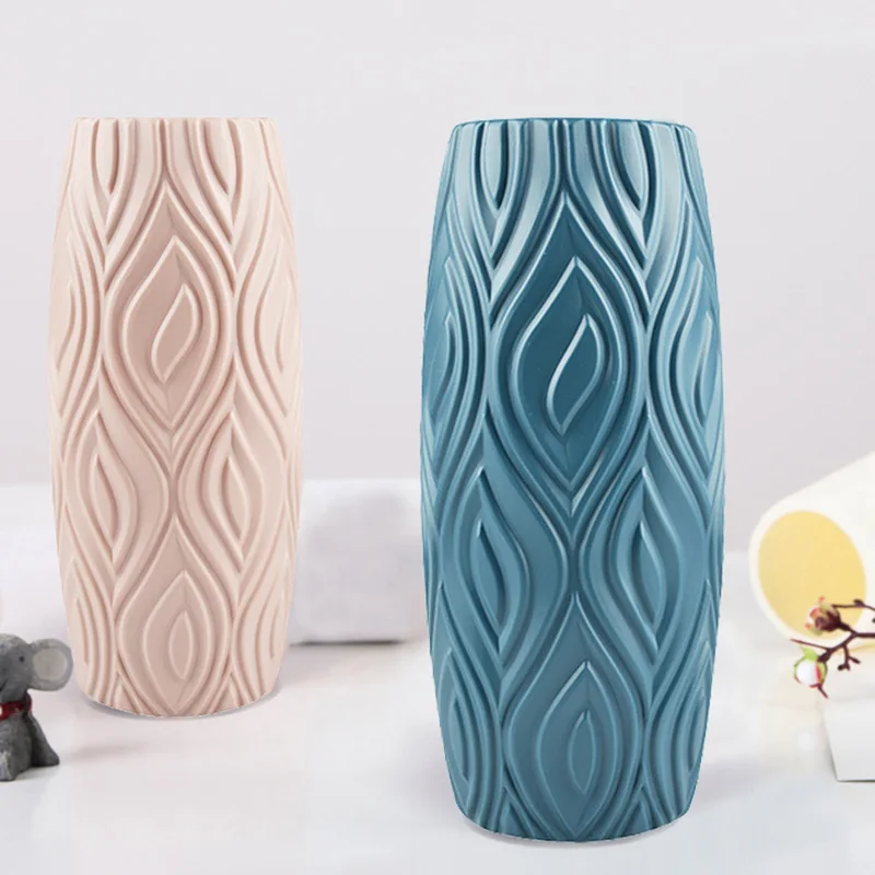 

Unbreakable High Quality Nordic Style Plastic Flower Vase for Wedding Centerpieces Home Hotel Office Decoration E0004, White pink blue