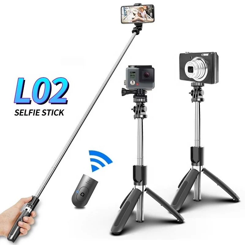 

Drop Shipping L02 Portable Wireless Bluetooths Remote Smartphone Gopro Camera Monopod Selfie Stick Tripod, Black, white