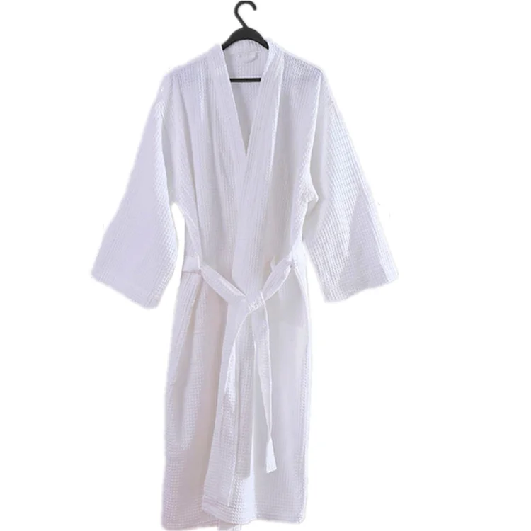 

Wholesale brand Waffle pattern cotton fabric unisex hotel bathrobe