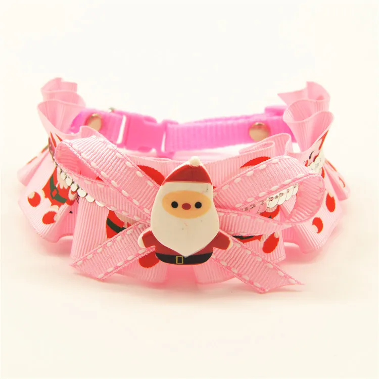 

Wholesale Factory Price Pink Detachable Christmas Bow Dog Collar Copper Cat collar, As pictures