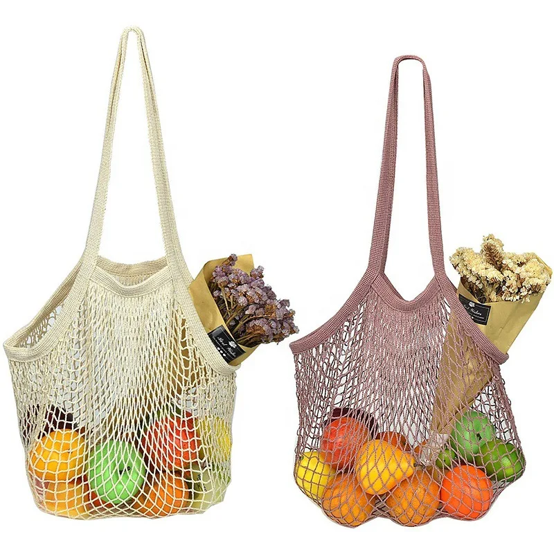 

Qetesh 2021 Washable Eco-friendly Strong Cotton Mesh Shopping Bags, Customizable
