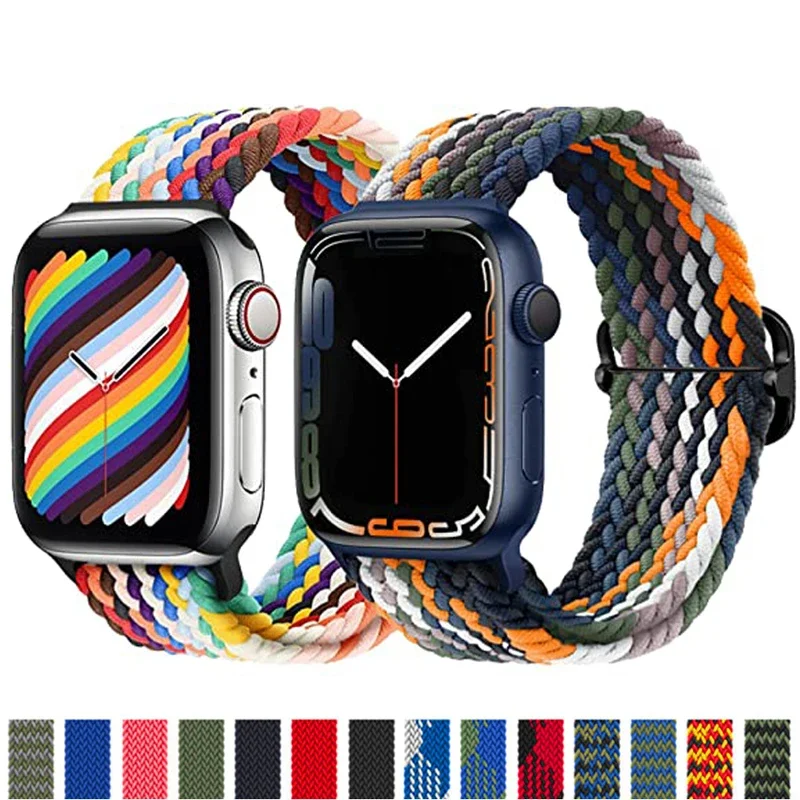 

Official 1-1 high quality nylon braided elastic adjustable buckle strap 38mm 45mm for Apple iwatch band series Ultra 8 7 6 5