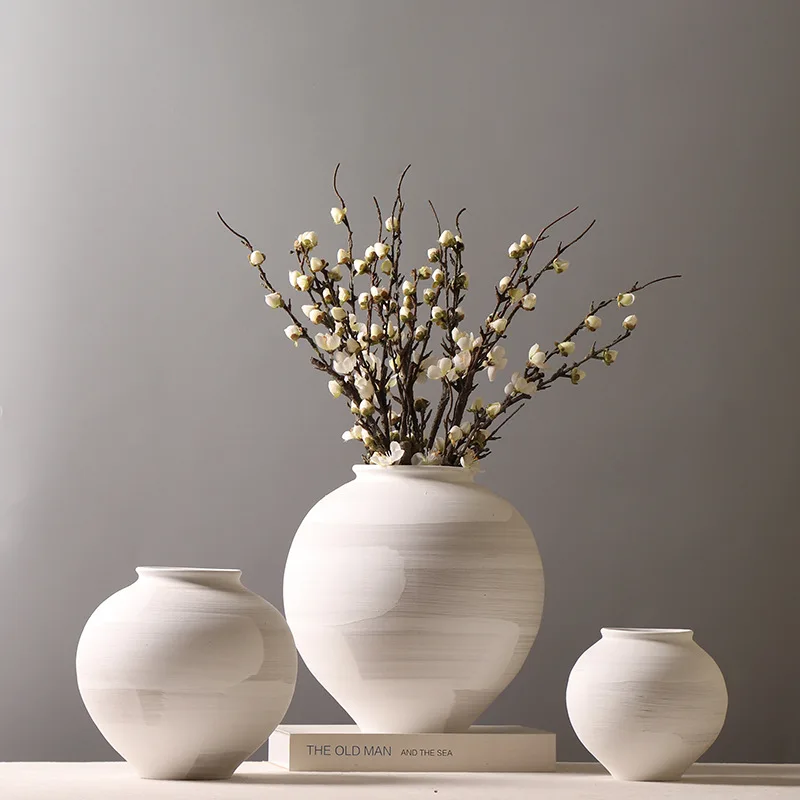 Chinese Hand-thrown Fine Pottery Jar Ceramic Vase Home Decoration Bohemian Design Floor Vase Customizable