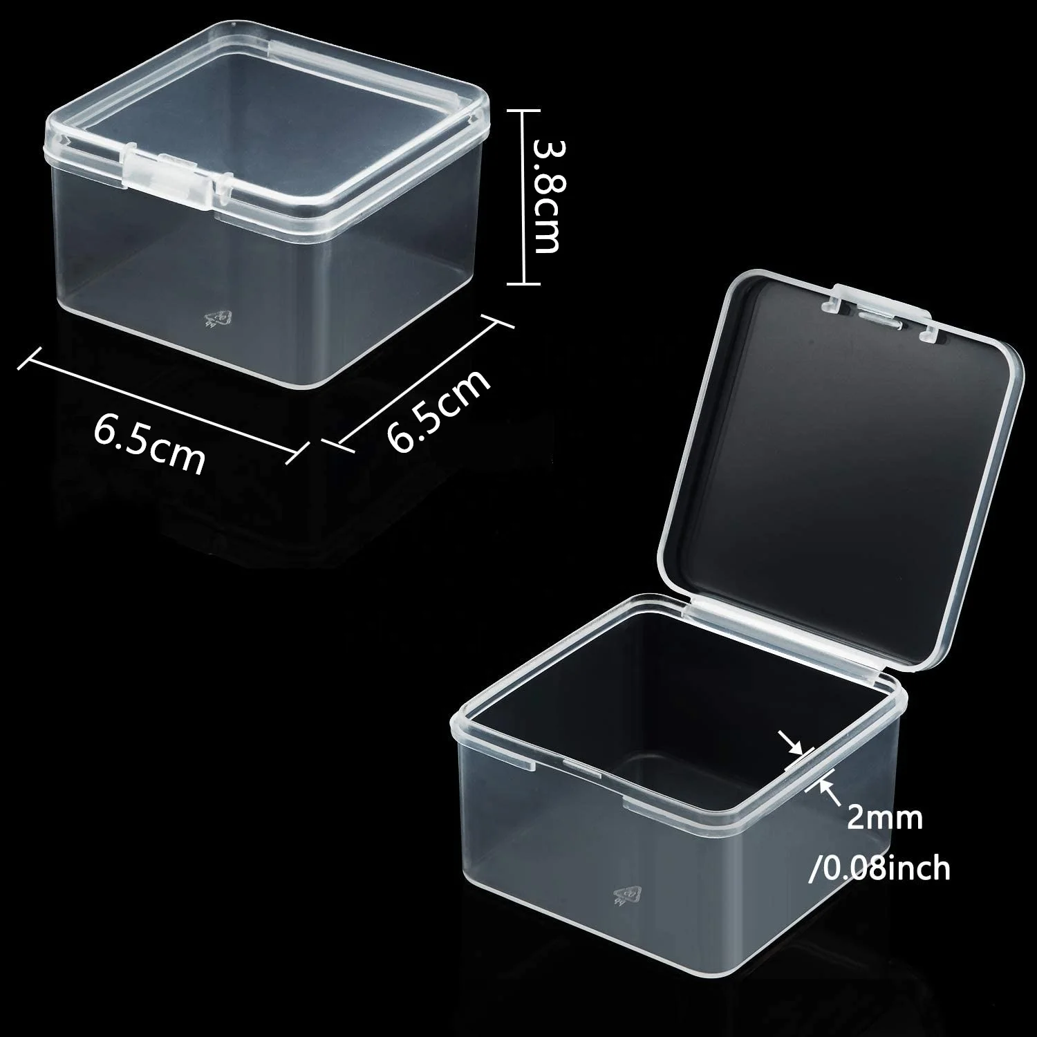 

Small Clear Plastic Beads Storage Containers Craft Organizers Box with Hinged Lid for Small Items Accessories, Customized