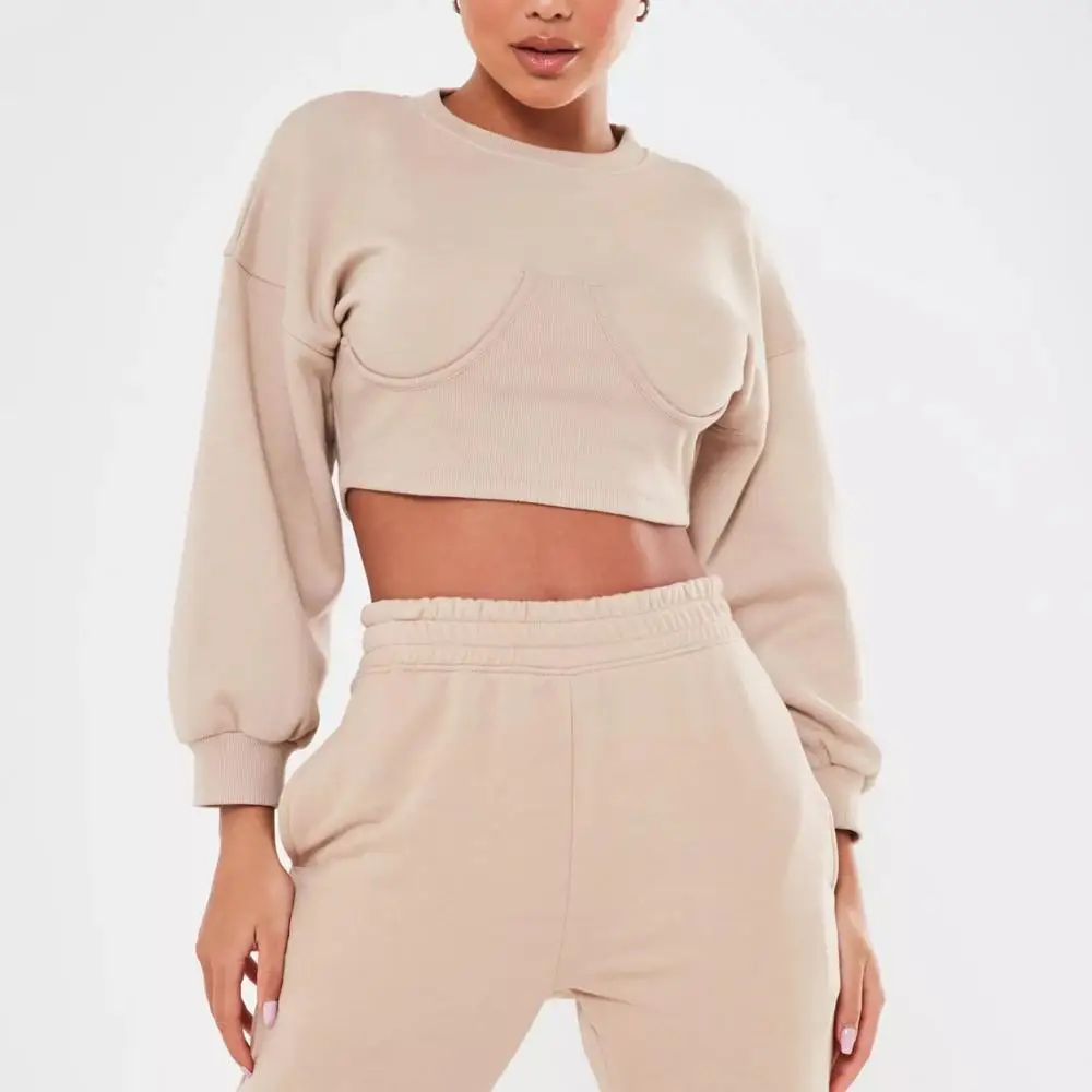 

2 Piece Set Women 2020 Autumn Casual Crop Top Hoodies Pants Set Jogging Suit Sport Tracksuit Women Clothing Two Piece Set, As picture