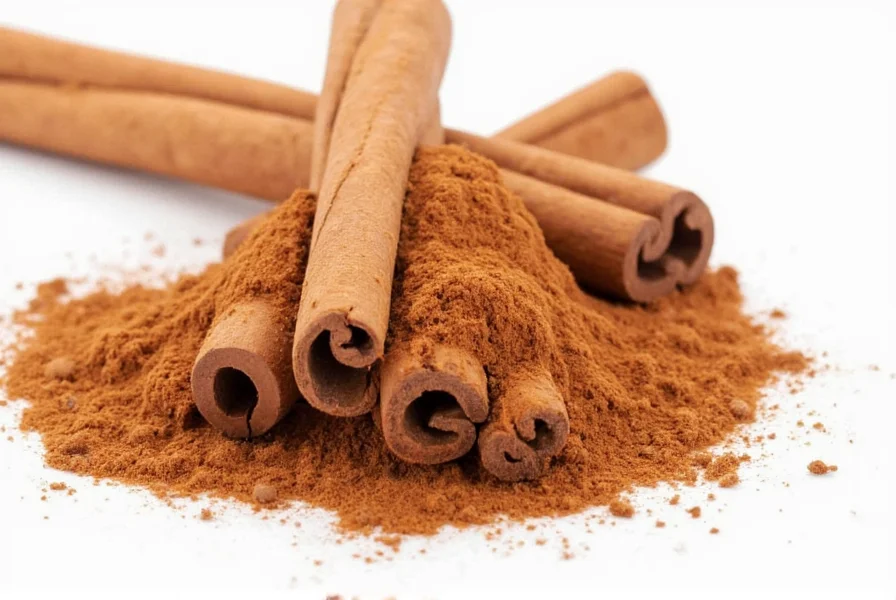 Cinnamon being sprinkled on healthy breakfast foods like oatmeal and fruit