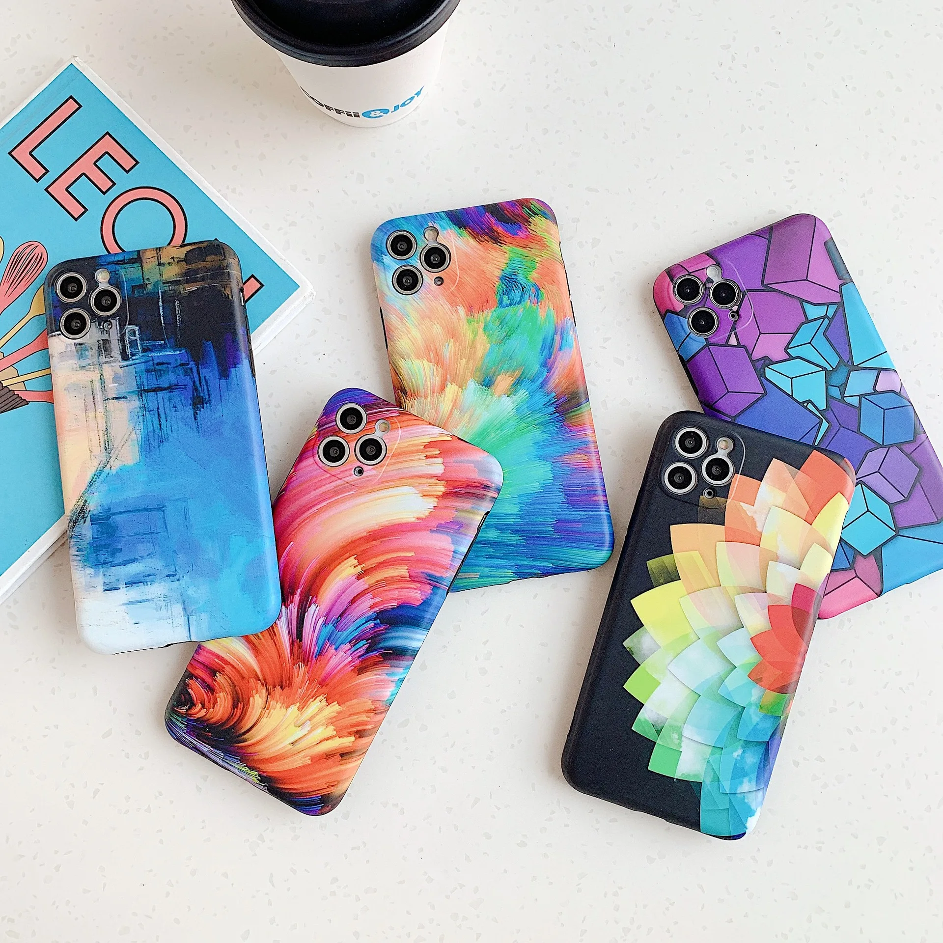 

Dazzling TPU Case for iPhone, Colorful Abstract Painting Style Cell Phone Case for iPhone 11 12 Pro X Xs Xr 7 8 Plus Funda