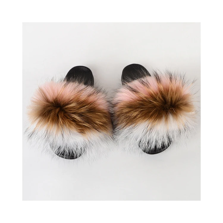 

The Queen Of Quality Open Toe Fur Slippers Ladies Fur Slippers, Customized color