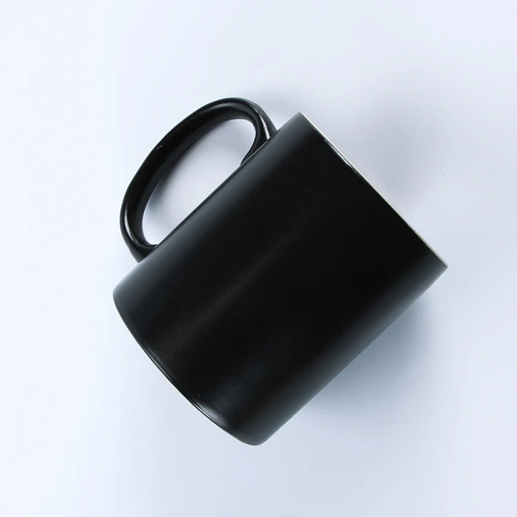 

Wholesale custom sublimation logo printed 11oz matte black coated ceramic coffee mug, Full black, or customized color