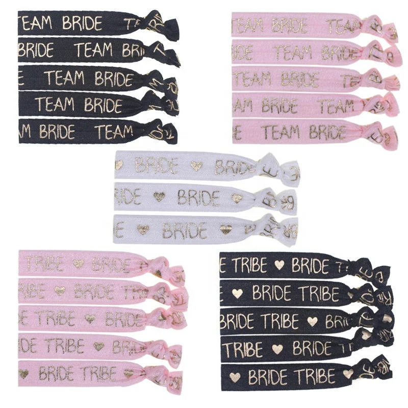 

1.5cm custom hair accessories colorful elastic bracelet printed polyester hand knotted elastic hair tie