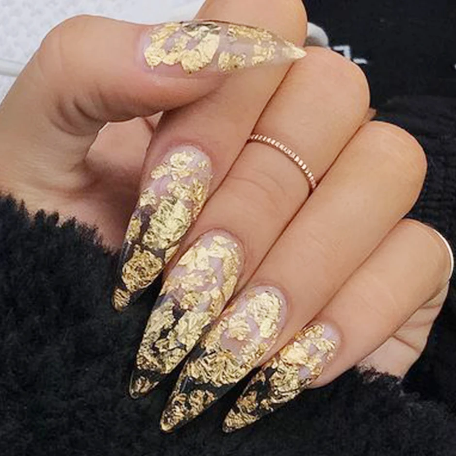 Nail Designer Gold Foil para uñas papel y filigrana en copos de oro, 9  botellas, herramientas de arte de uñas, copos metálicos : :  Salud y Cuidado Personal