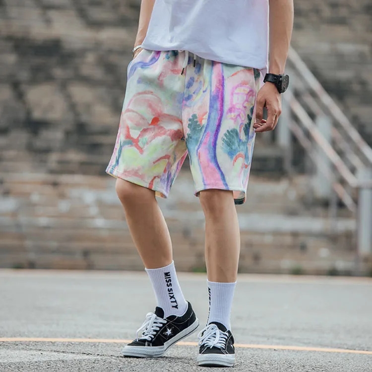 

Hot Seal Men Hawaiian Beach Shorts Gradient Printed Polyester Men Beach Short